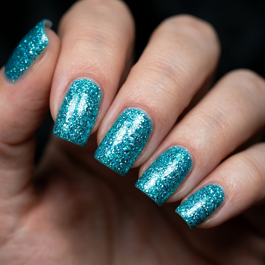 Bright Summer Nails Ideas: 30 Fun Looks to Inspire Your Next Manicure 22 Turquoise Glitter bright summer nails Ideas