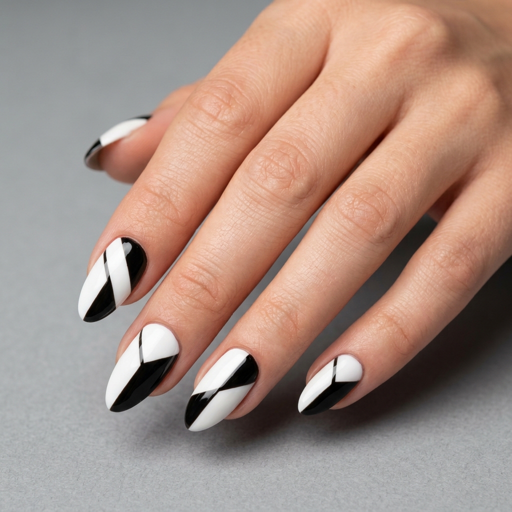 White Almond Nails Ideas: 30 Creative Looks to Inspire Your Next Manicure 19 Two Tone White Almond Nail
