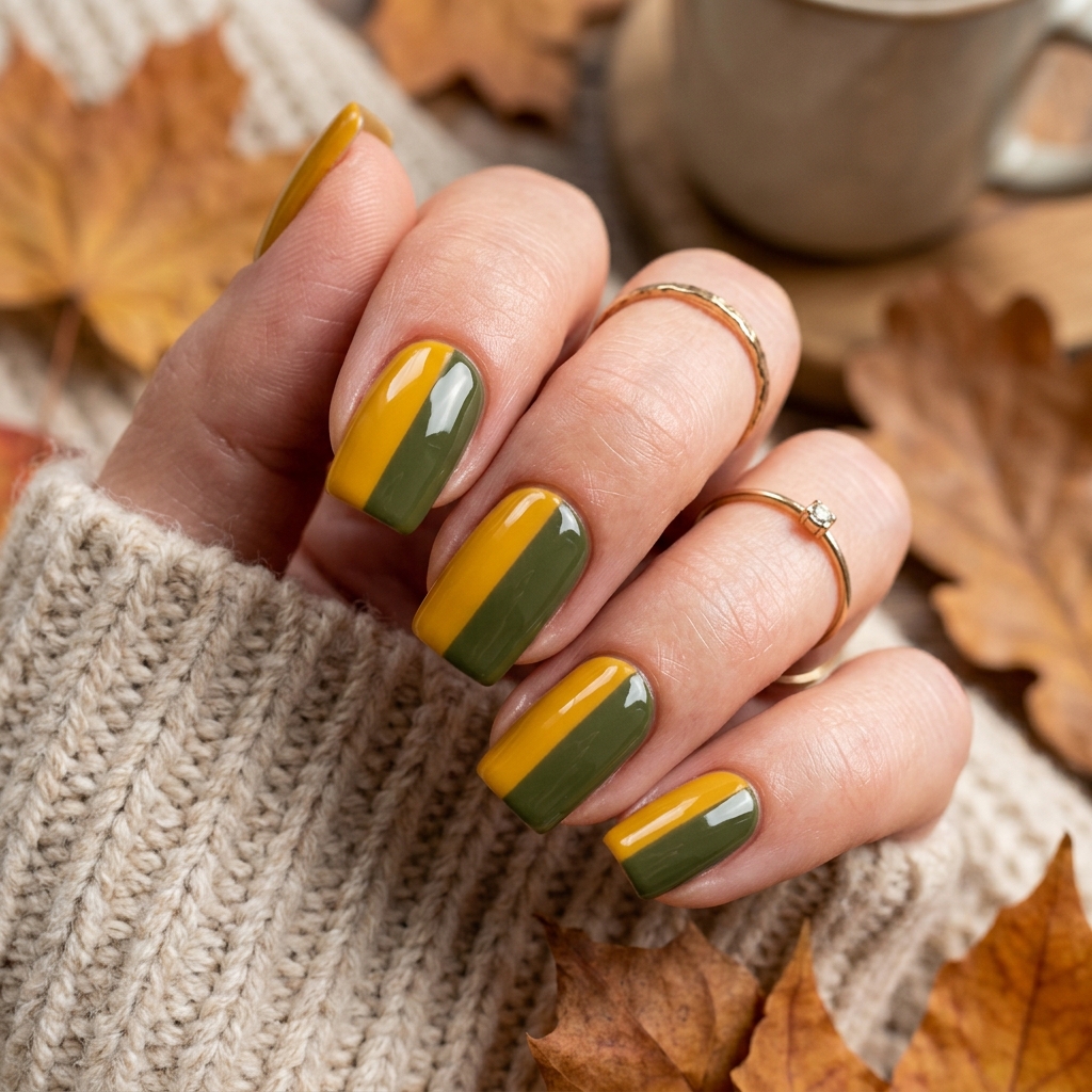 Autumn Nails Ideas: 30 Warm and Creative Ways to Style Your Manicure 13 Two-Tone Autumn Nails Idea