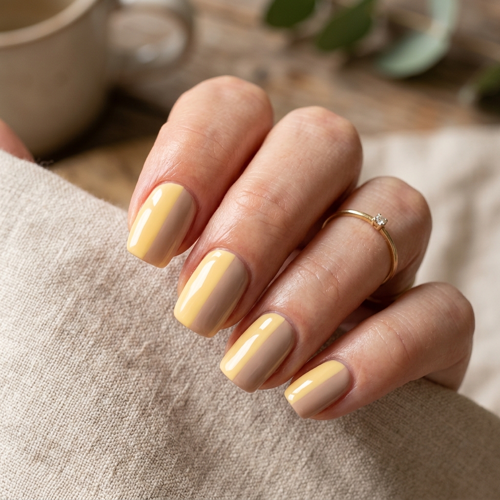 Two-Tone Butter Yellow Nails Idea