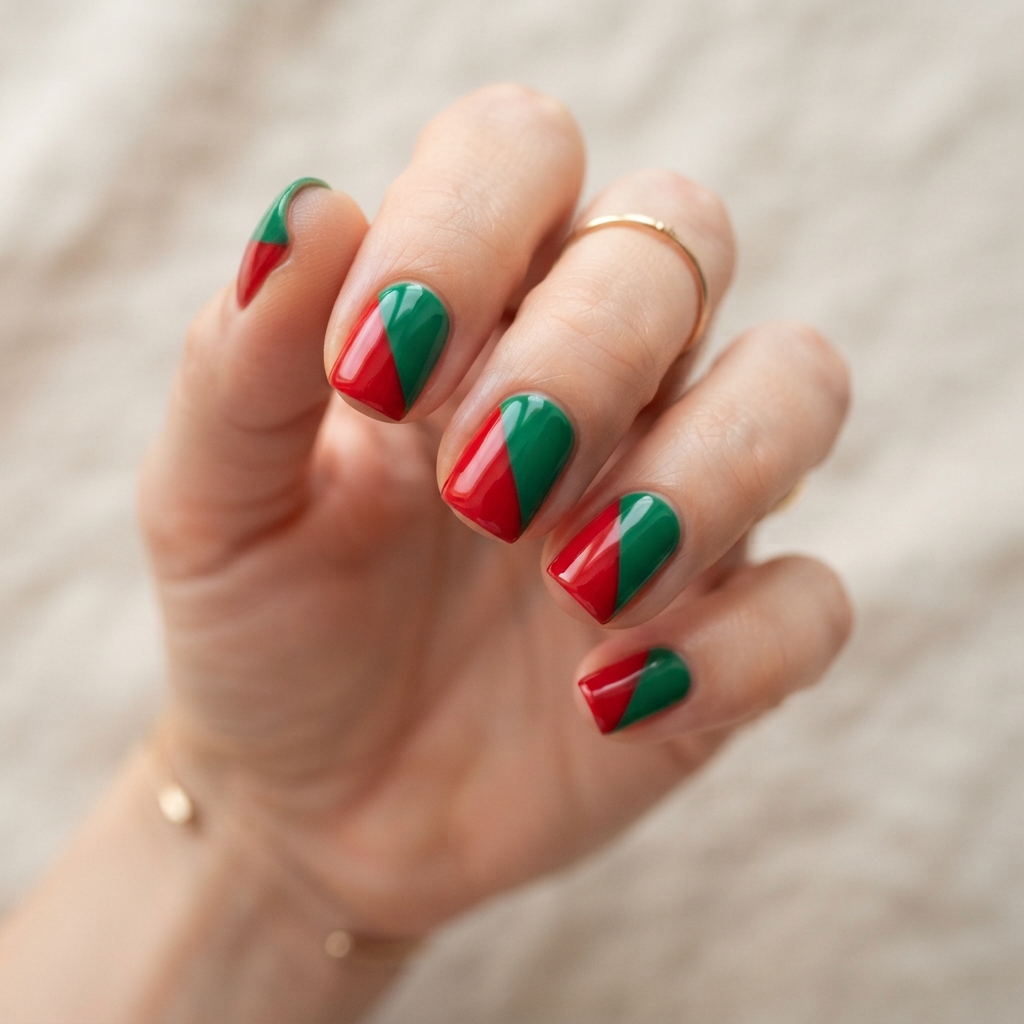 December Nails: 30 Creative Ideas to Try This Holiday Season 23 Two Tone Nail Ideas