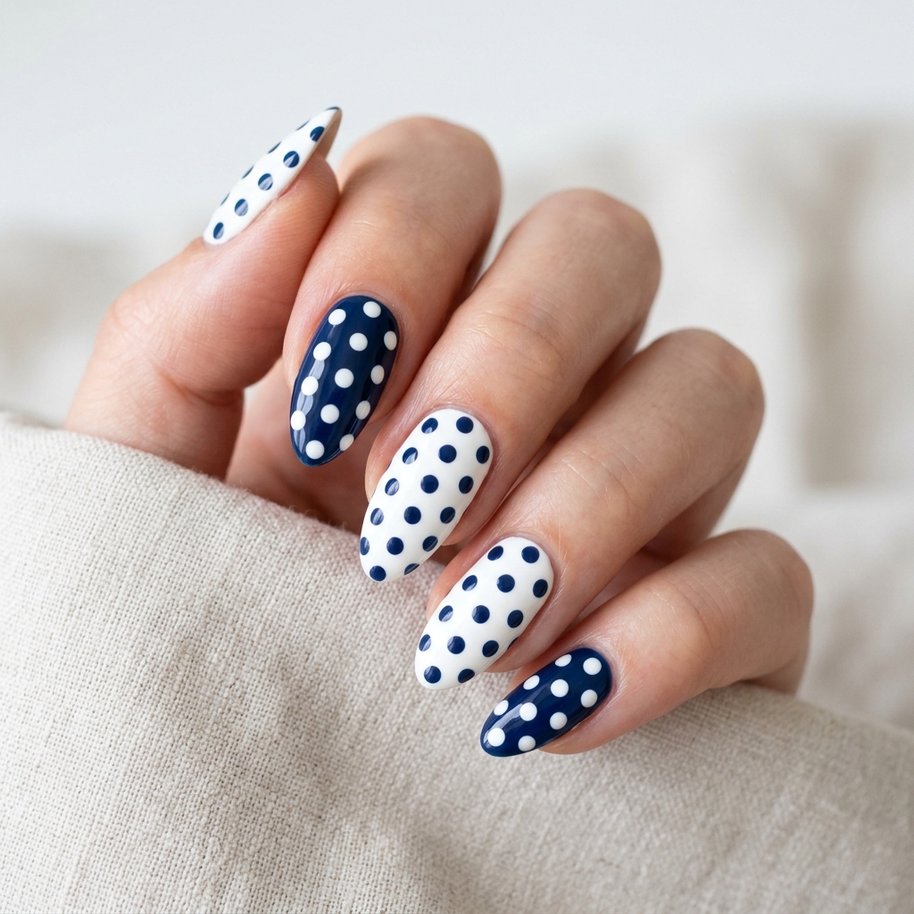 Two Tone Polka Dot Nail Idea