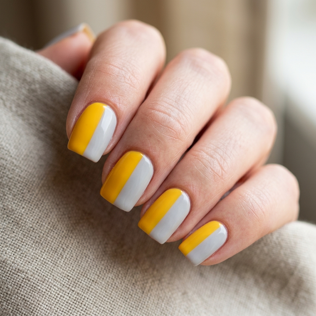 Two-Tone Yellow Nails Idea