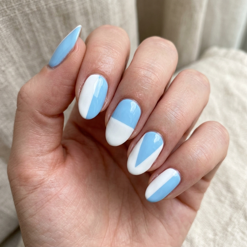 Light Blue Nails 30: Shades, Designs & Inspo for Every Style 16 Two Tone Light Blue Nails Ideas