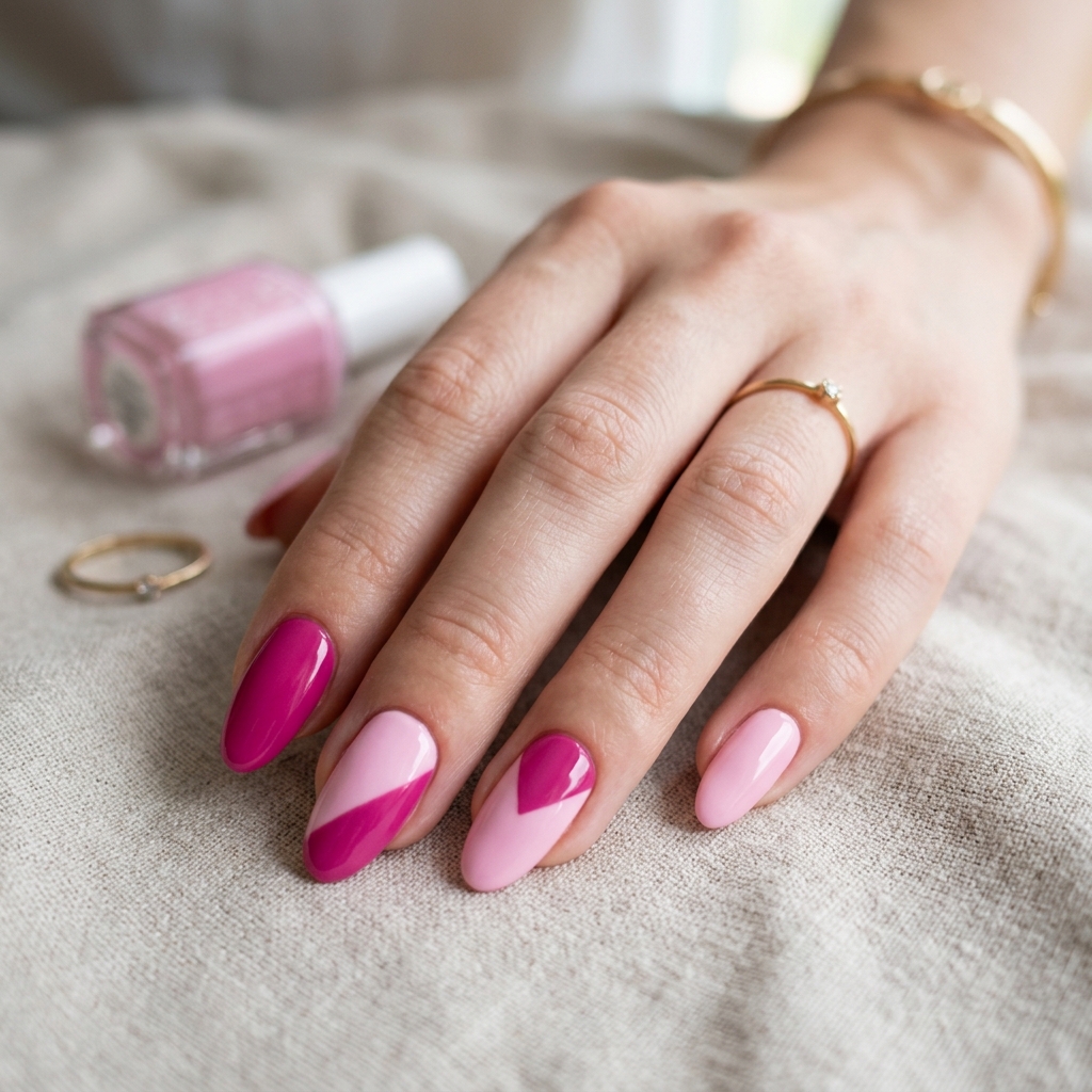 Two Tone Pink Nail Ideas