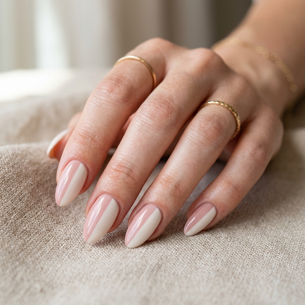 30 Simple Almond Nails Ideas That Never Go Out of Style 20 Two Tone Simple Almond Nails Idea