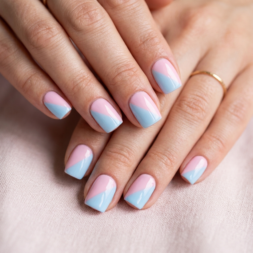 30 Pastel Nails Ideas 12 Two Tone Pastel Nails Idea