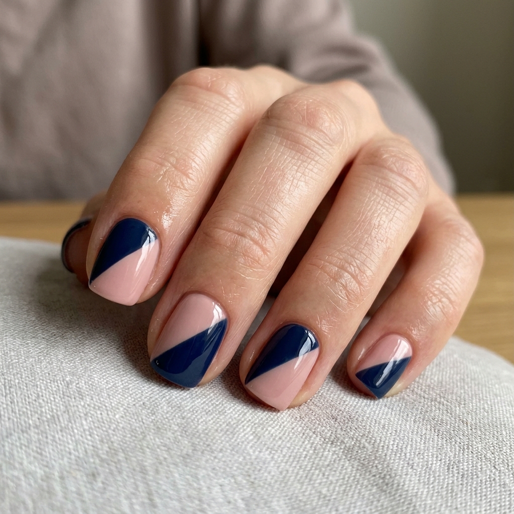 Two Tone Short Gel Nail Ideas