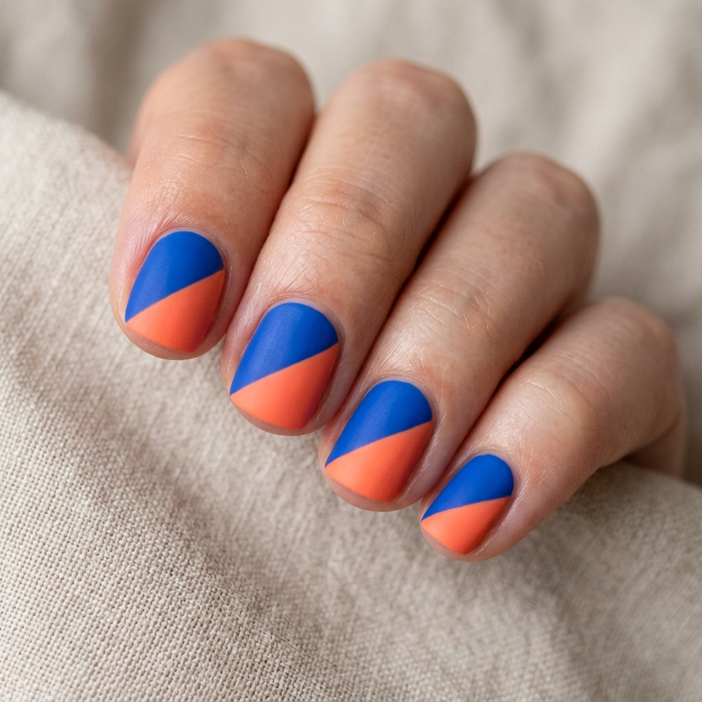 Short Acrylic Nails Round Up: 30 Stylish Looks for Every Nail Shape 17 Two Tone Short Acrylic Nails