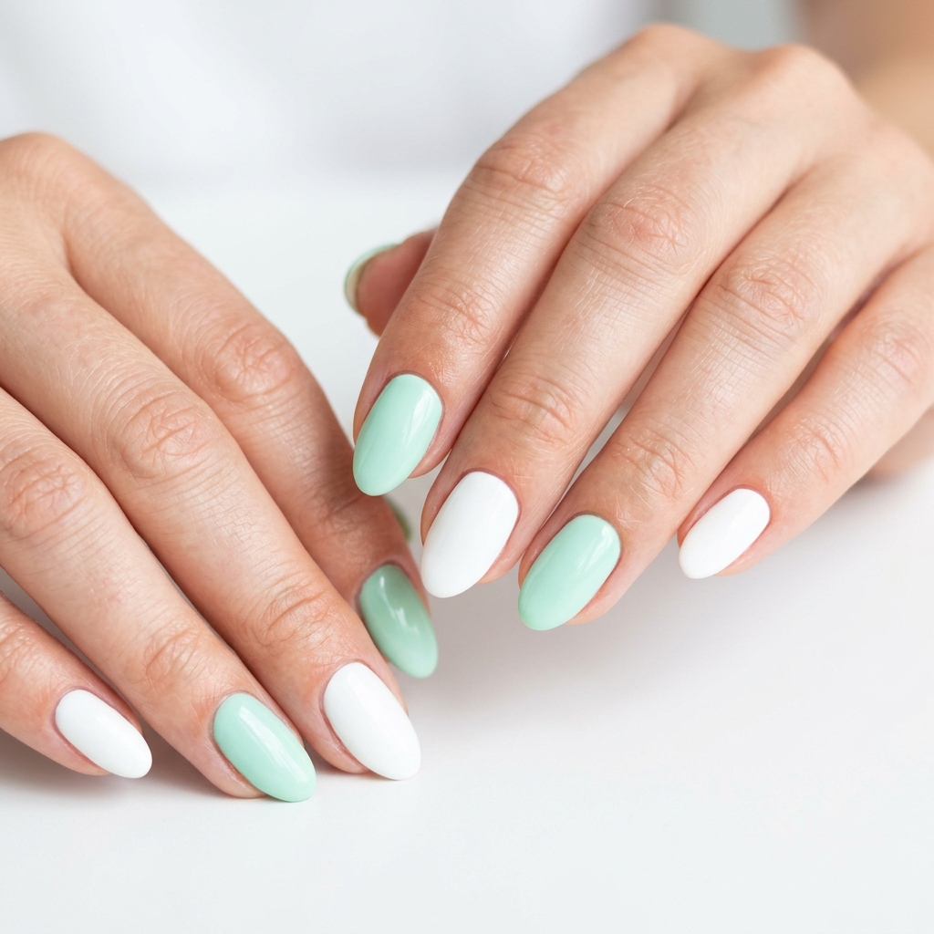 Two Tone Simple Summer Nail Designs Ideas