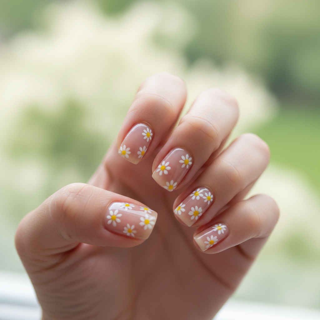30 short Summer Nails 2025 ideas You'll Want to save Now 13 Daisy Floral Short Summer Nails 2025 Ideas