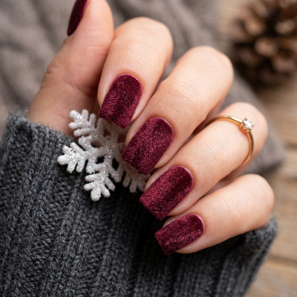 Velvet Winter Nail Idea