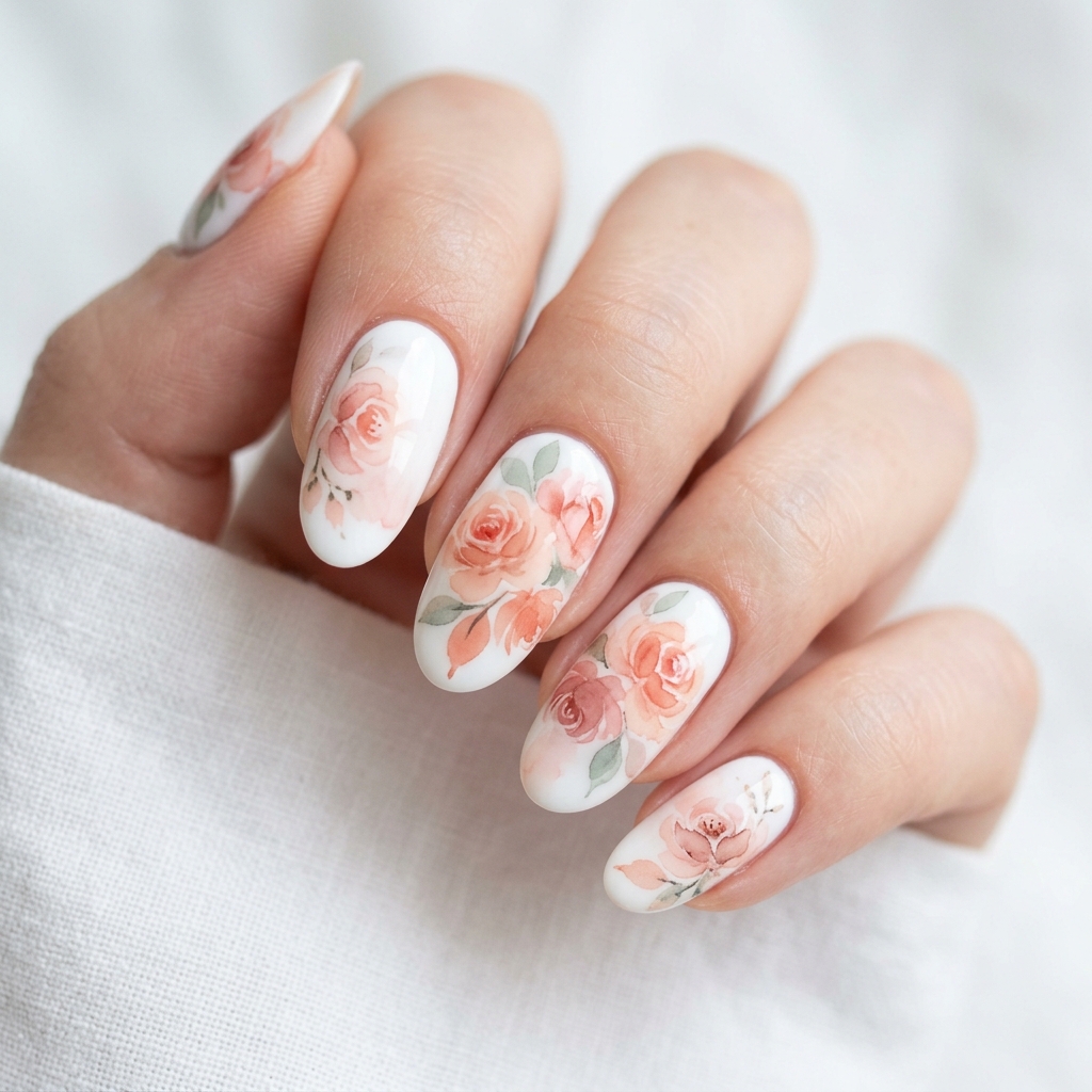 Flower Nails: 30 Stunning Floral Ideas to Inspire Your Next Manicure 11 Watercolor Flower Nails Ideas