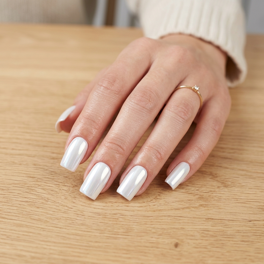 White Chrome Nails Ideas 9 White Chrome Square Nail Ideas