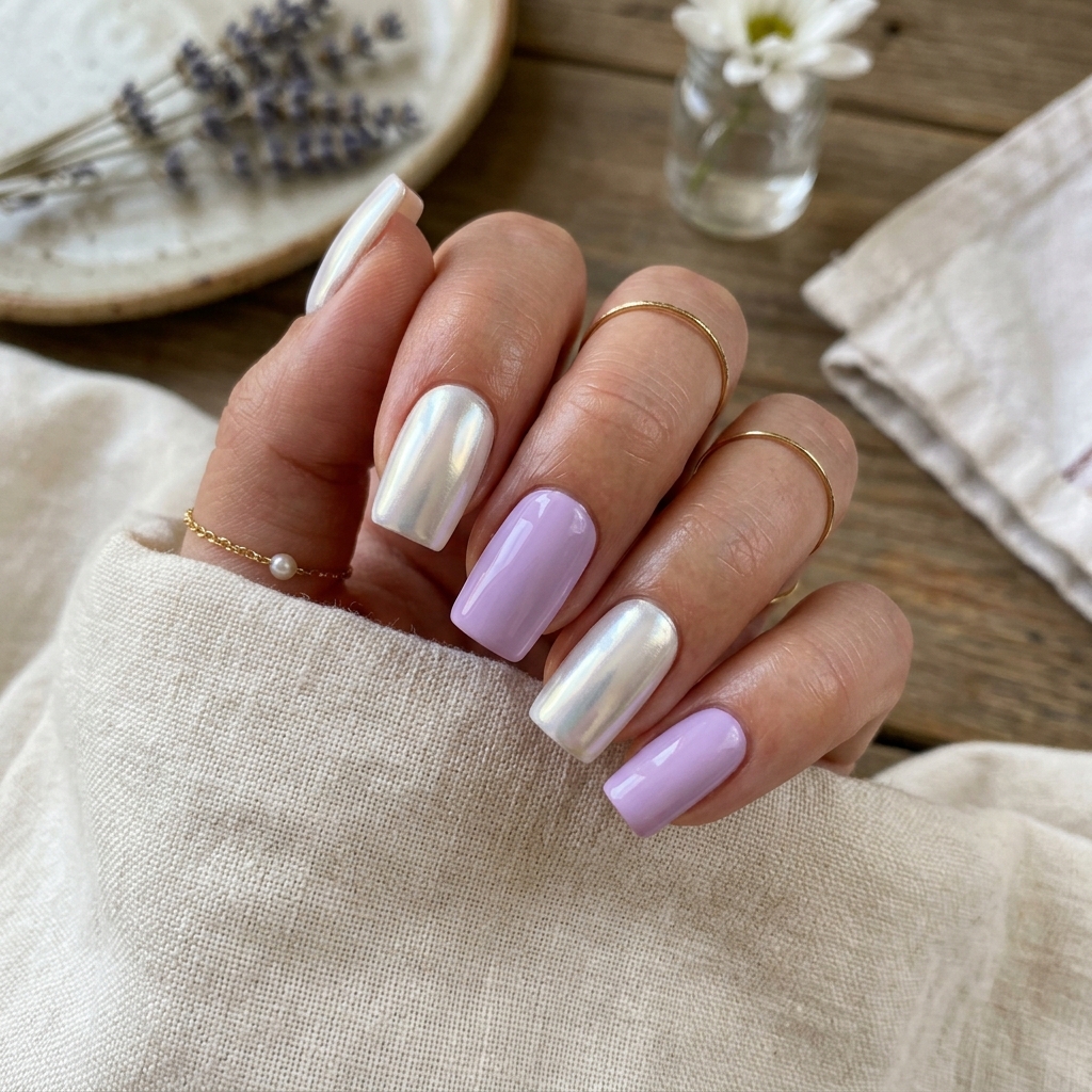 White Chrome Nails Ideas 24 White Chrome Two Tone Nail Ideas
