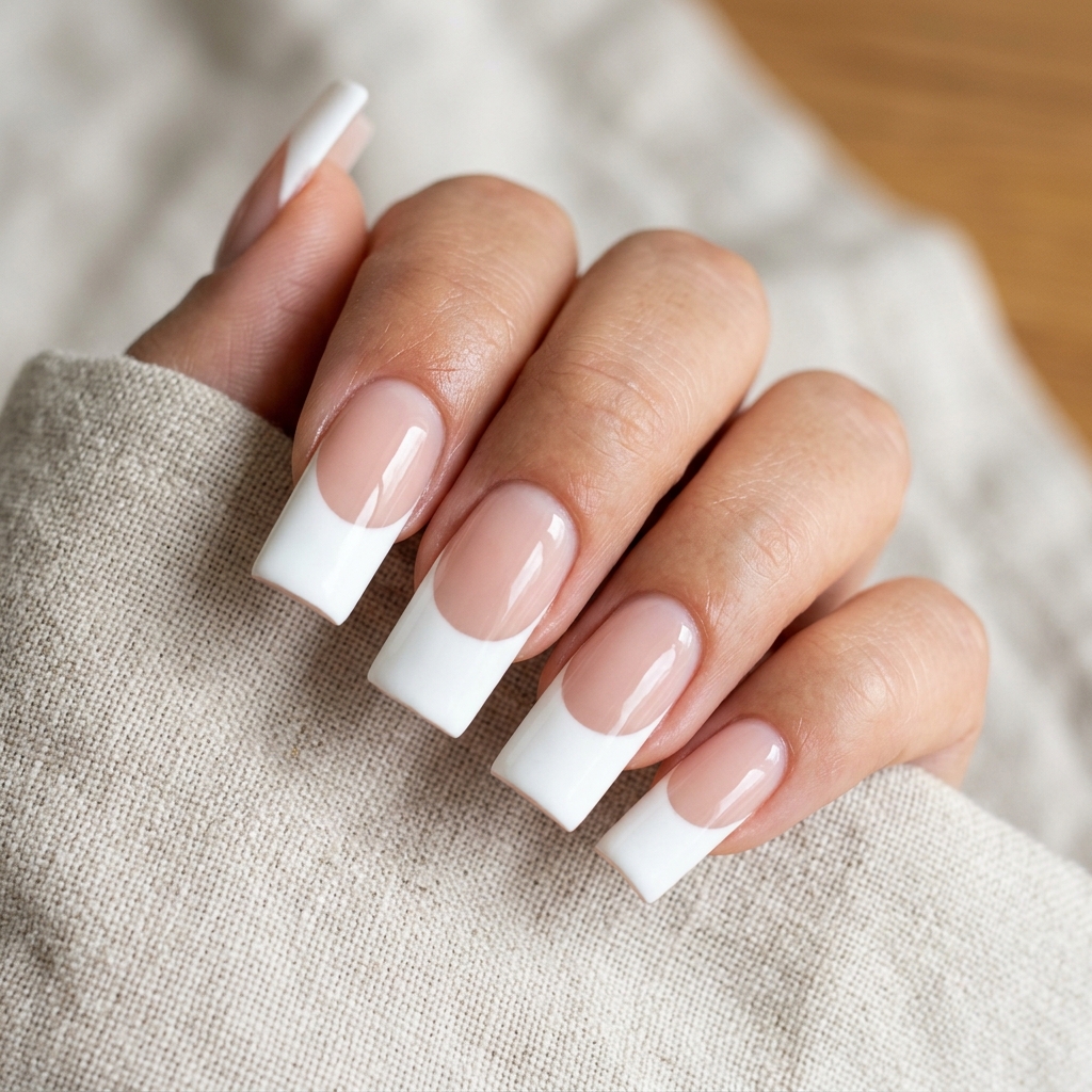 Thick White French Tip Nails Idea