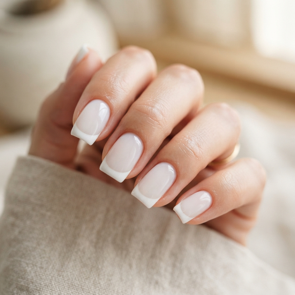 Milky White French Tip Style Nails Idea