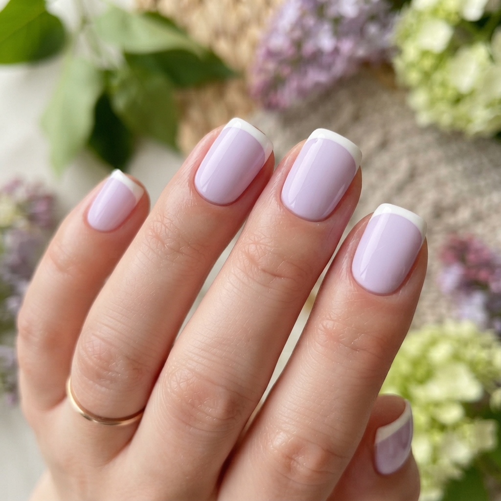 Pastel Base White French Tip Nails Idea