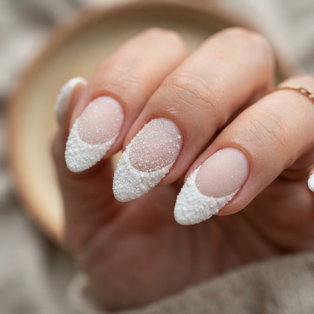 Textured White French Tip Nails Idea