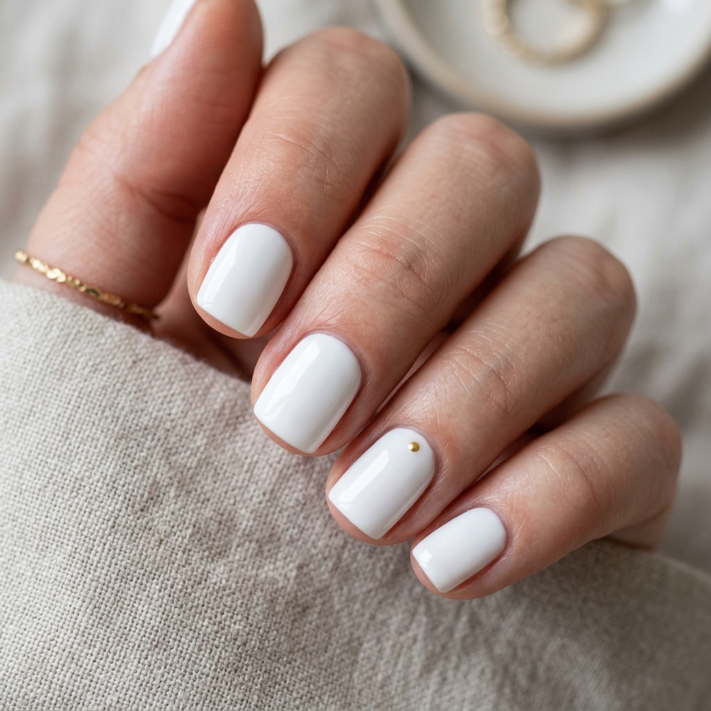 White Short Gel Nail Ideas
