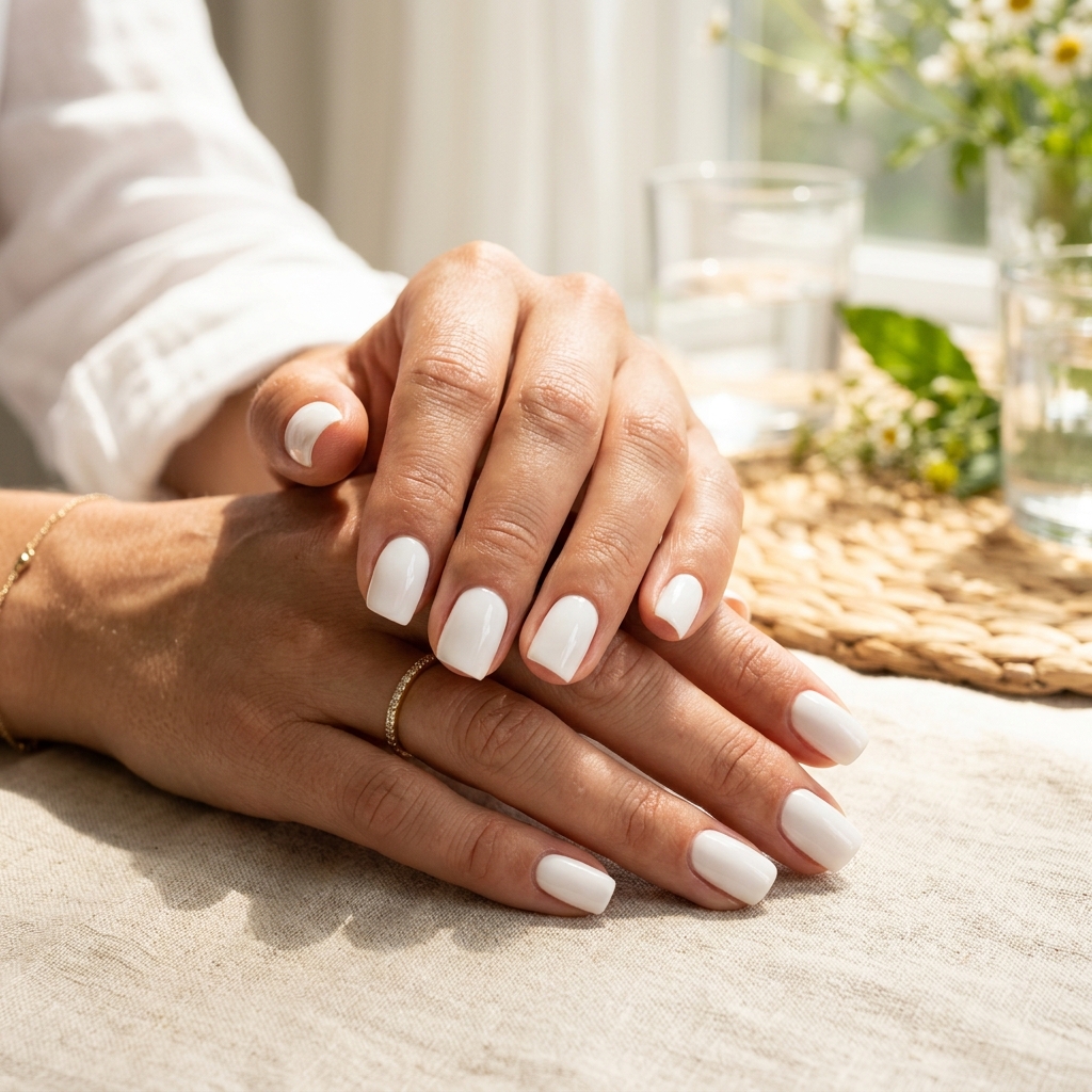Soft White Summer Simple Summer Nails