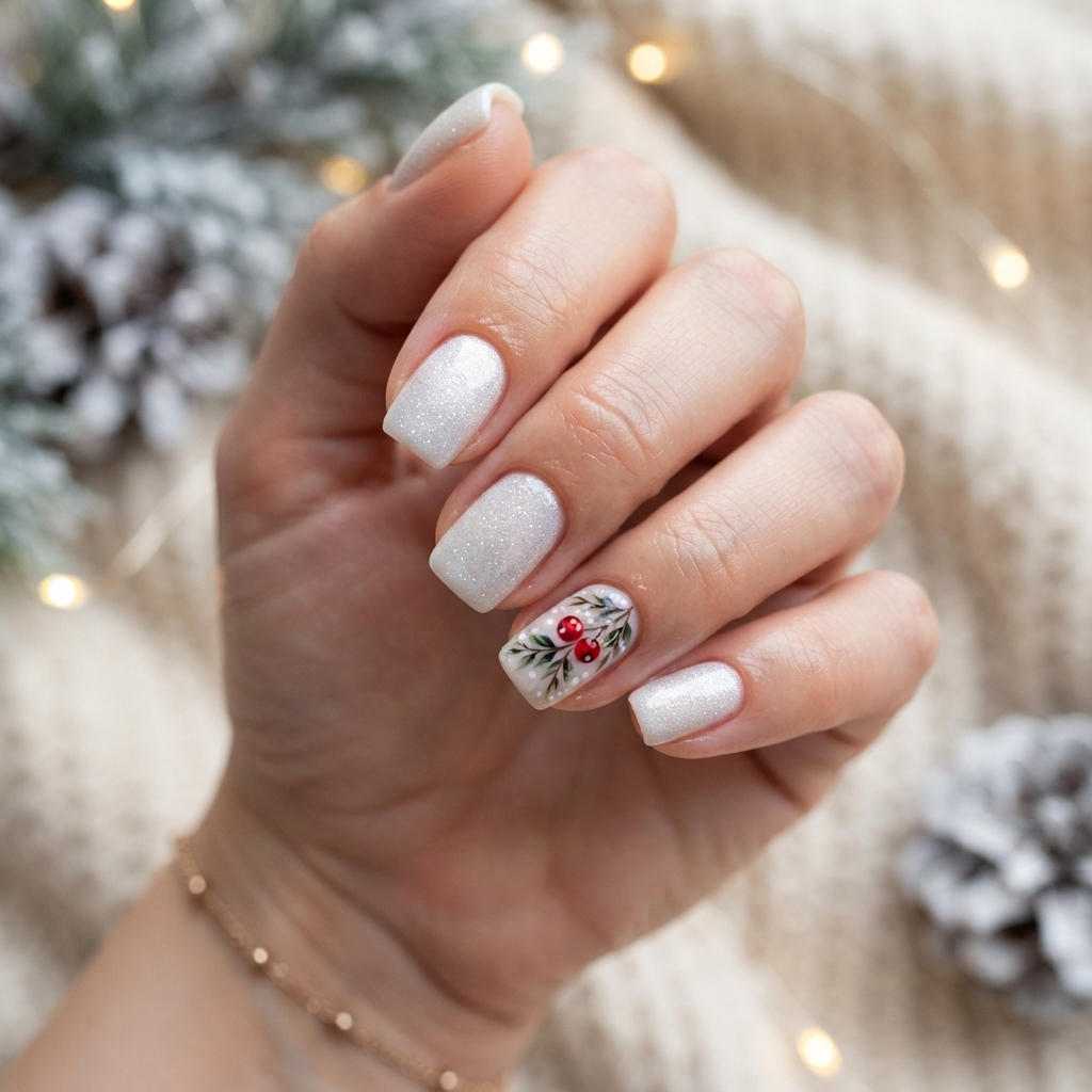 30 Winter Wonderland Nails Ideas You'll Want to Save 24 Winter Berry Accent Nail Ideas