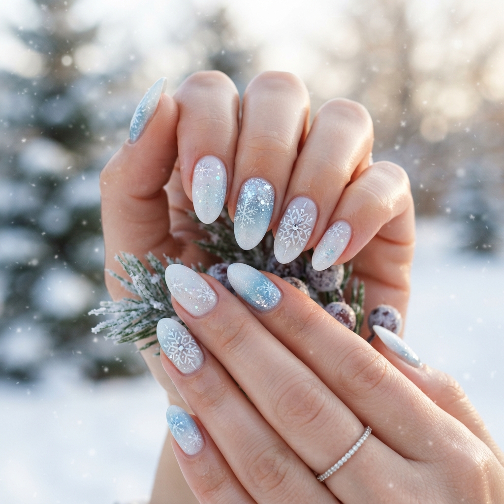December Nails: 30 Creative Ideas to Try This Holiday Season 2 Winter Wonderland Nail Ideas