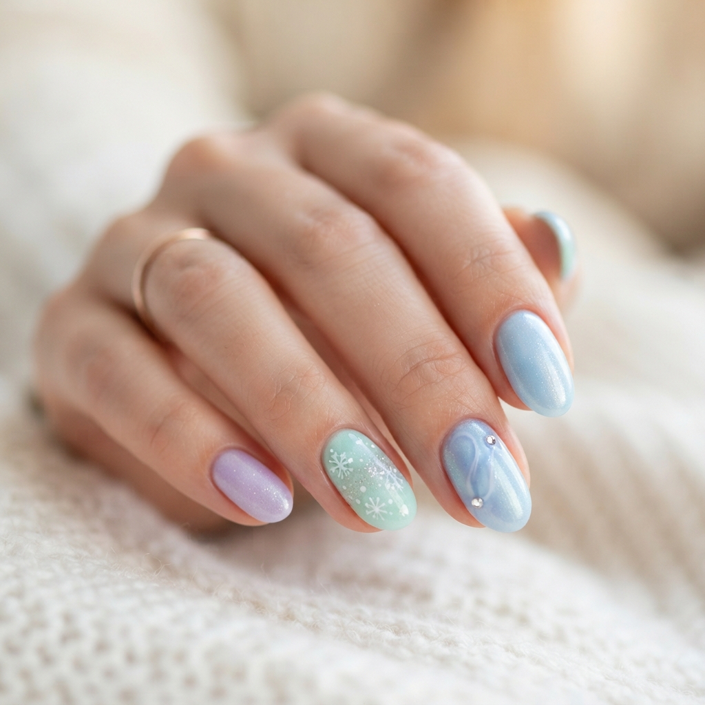 Winter Pastel February Nails Ideas