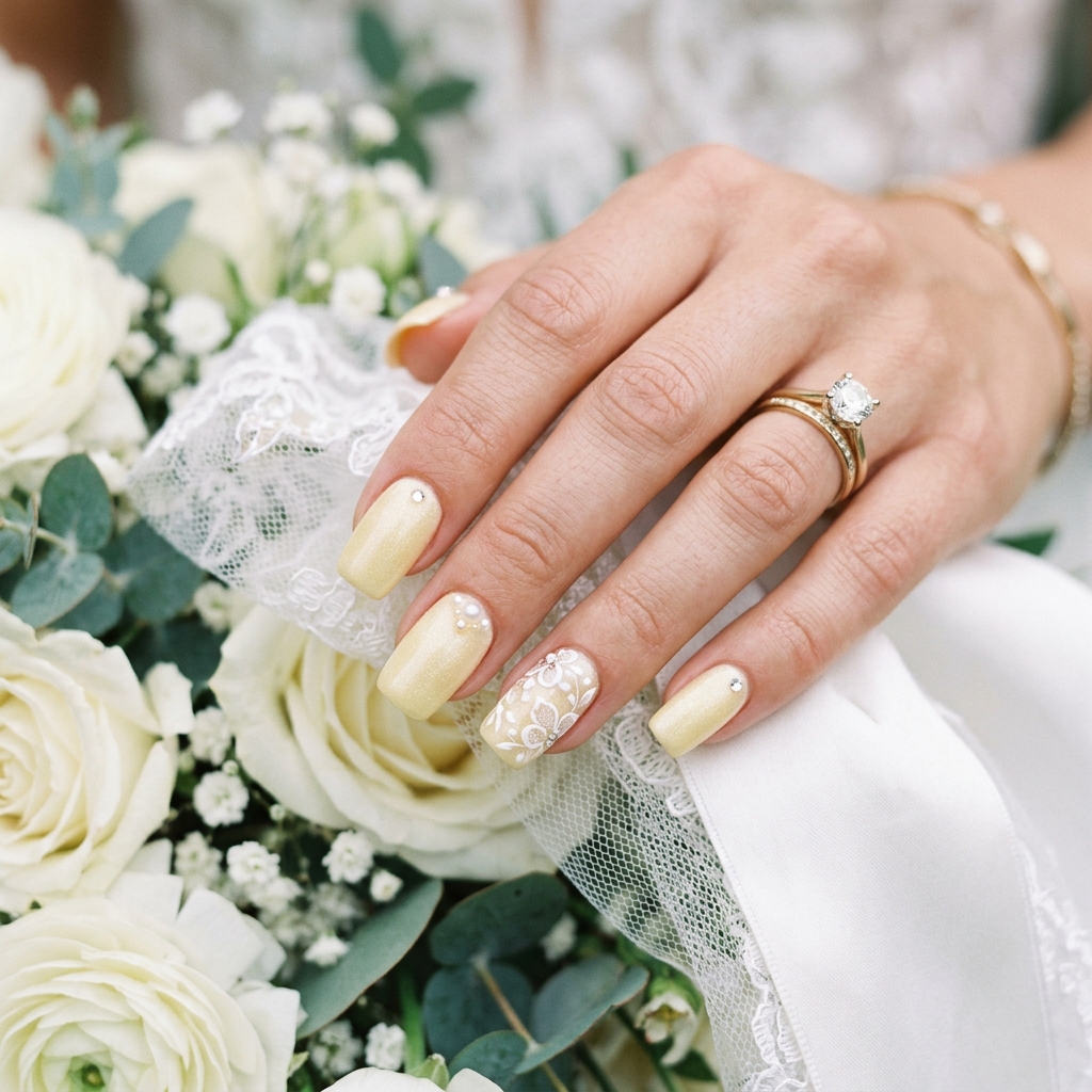 Bridal Yellow Nail Idea