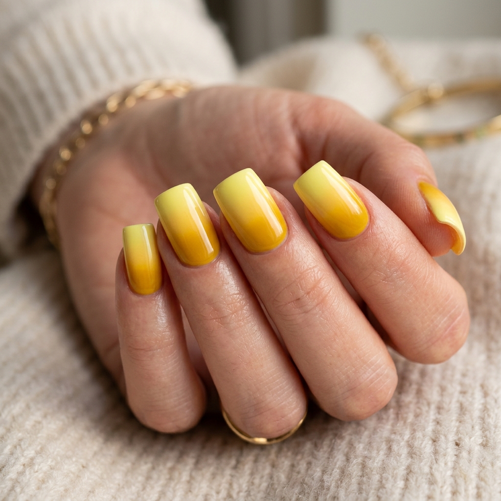 Yellow Gradient Nails Idea