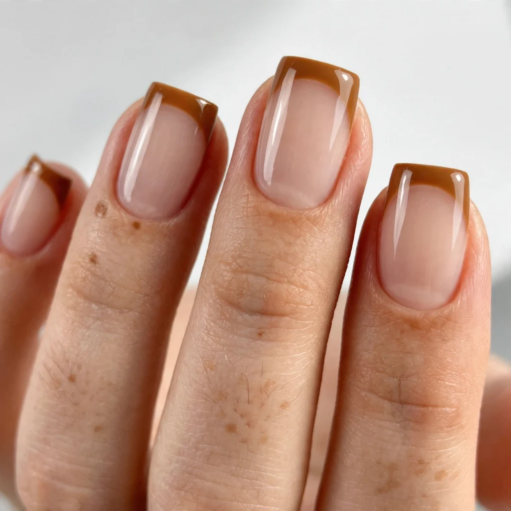 30 Brown Summer Nails Ideas You'll Want to Save 3 Caramel Brown French Nails Idea