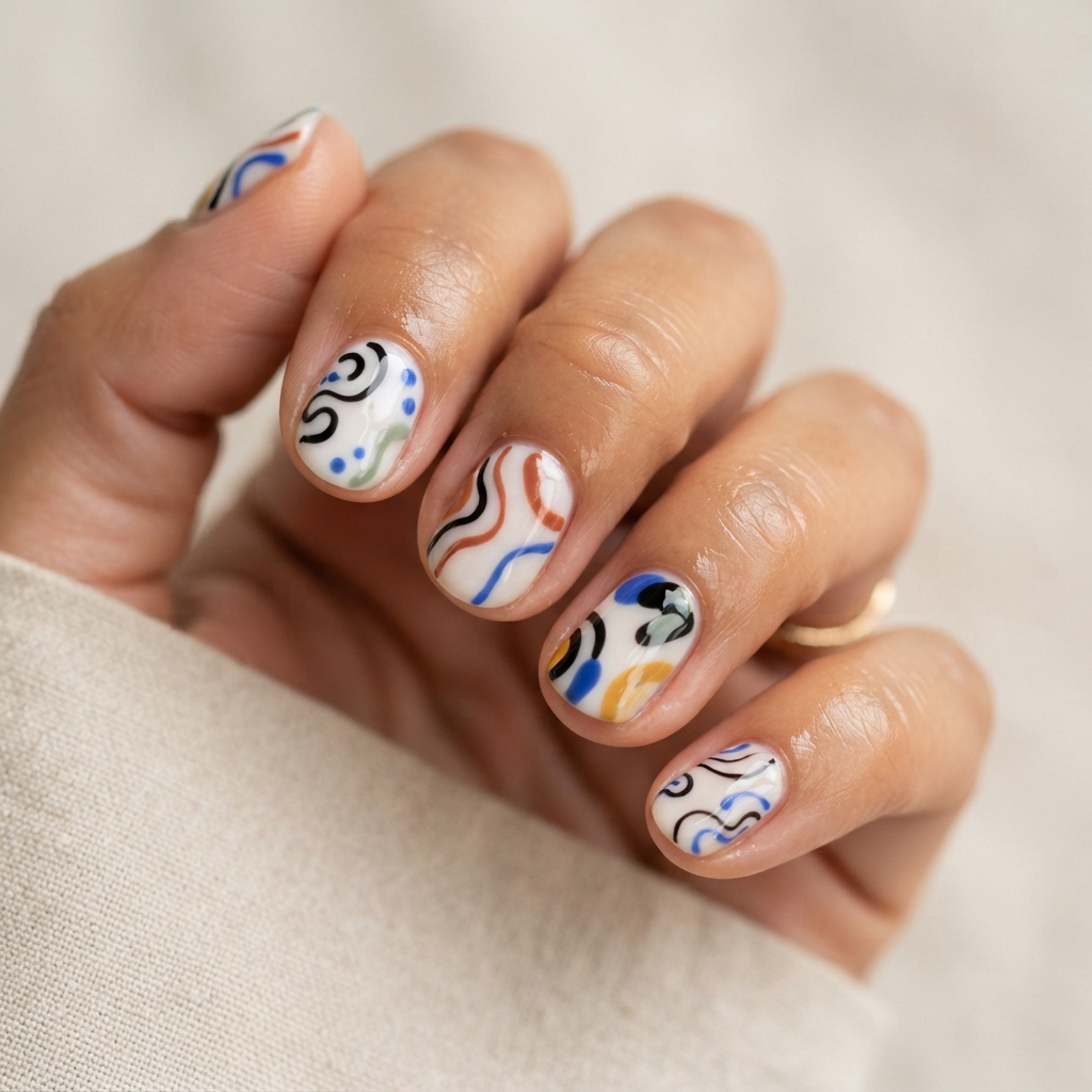30 Short Summer Nails Ideas That Will Make You Fall in Love With Your Hands Again 13 Abstract Line Nail Ideas