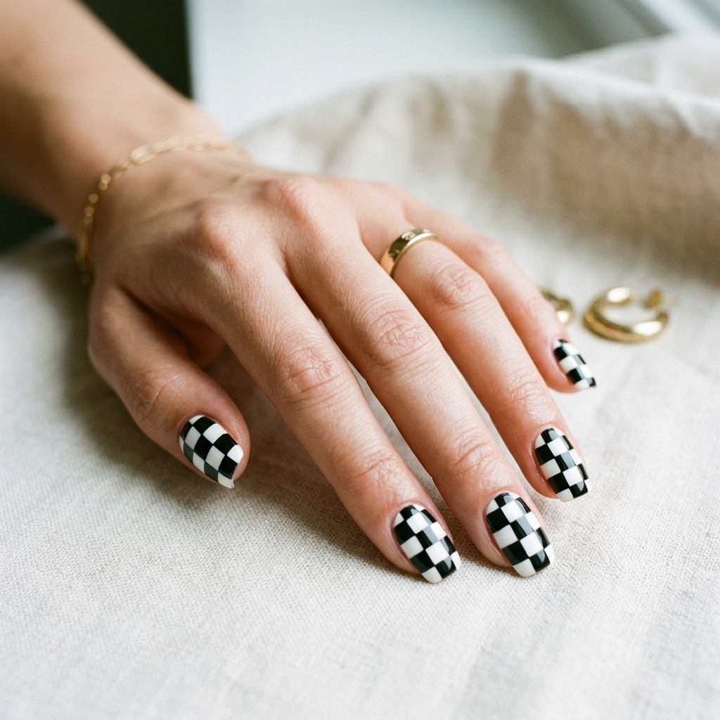 Checkerboard Nail Design Ideas