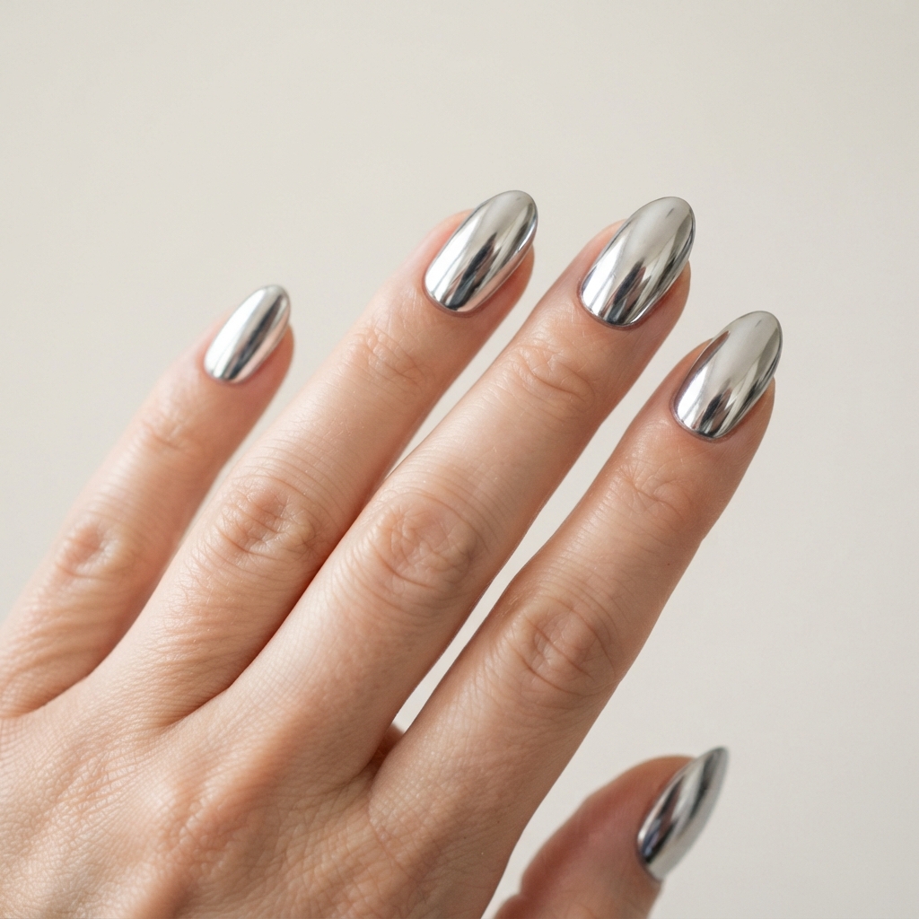 Chrome cool Nail Design Ideas
