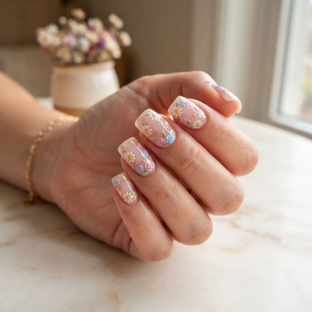 Floral cool Nail Design Ideas