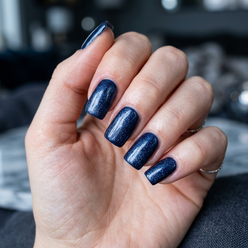 Frosted Navy Nails Idea