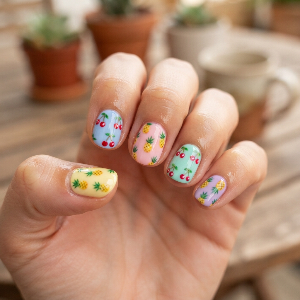 30 Short Summer Nails Ideas That Will Make You Fall in Love With Your Hands Again 11 Fruity Nail Art Ideas