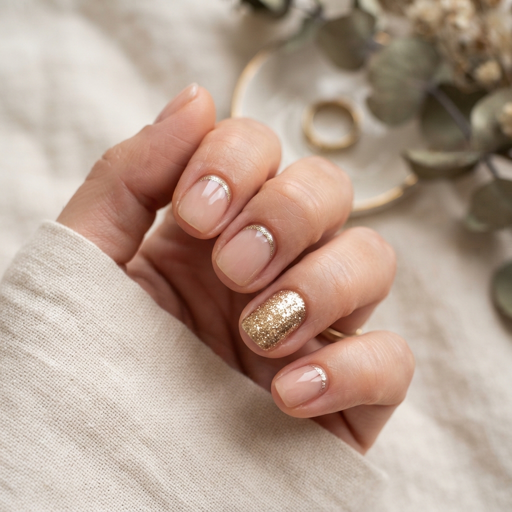 30 Short Summer Nails Ideas That Will Make You Fall in Love With Your Hands Again 7 Glitter Accent Nail Ideas