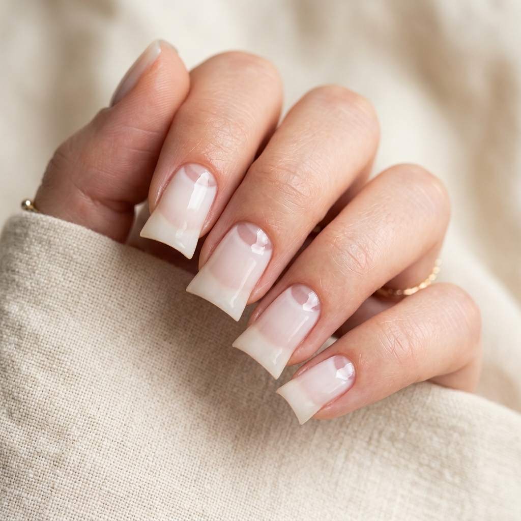 Negative Space Short Duck Nail Idea
