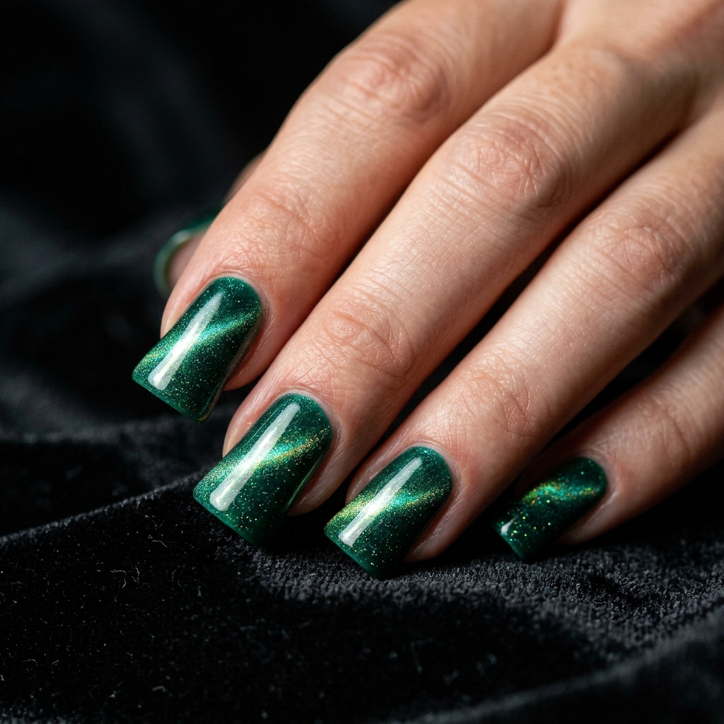 Cat Eye Short Duck Nail Idea
