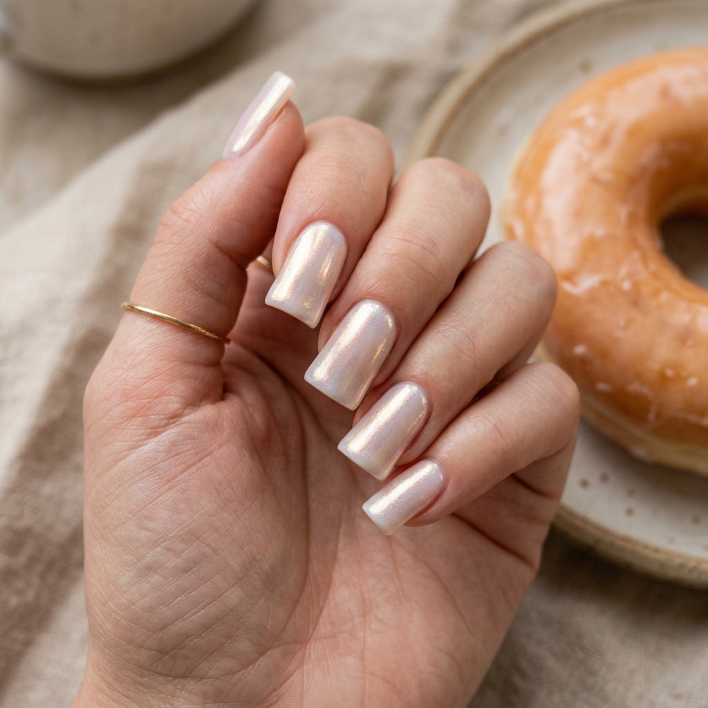 Glazed Donut Short Duck Nails Idea
