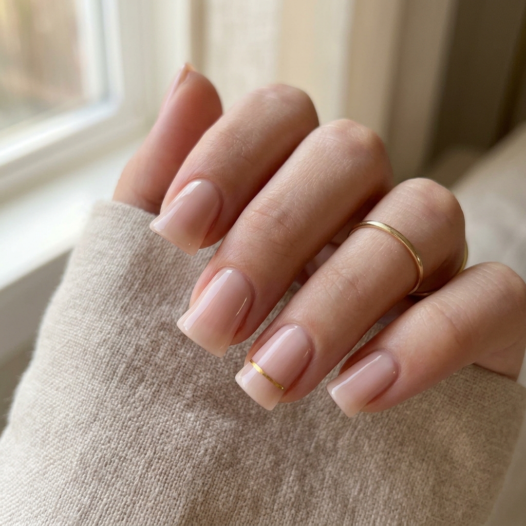 Nude Elegance Short Duck Nail Idea
