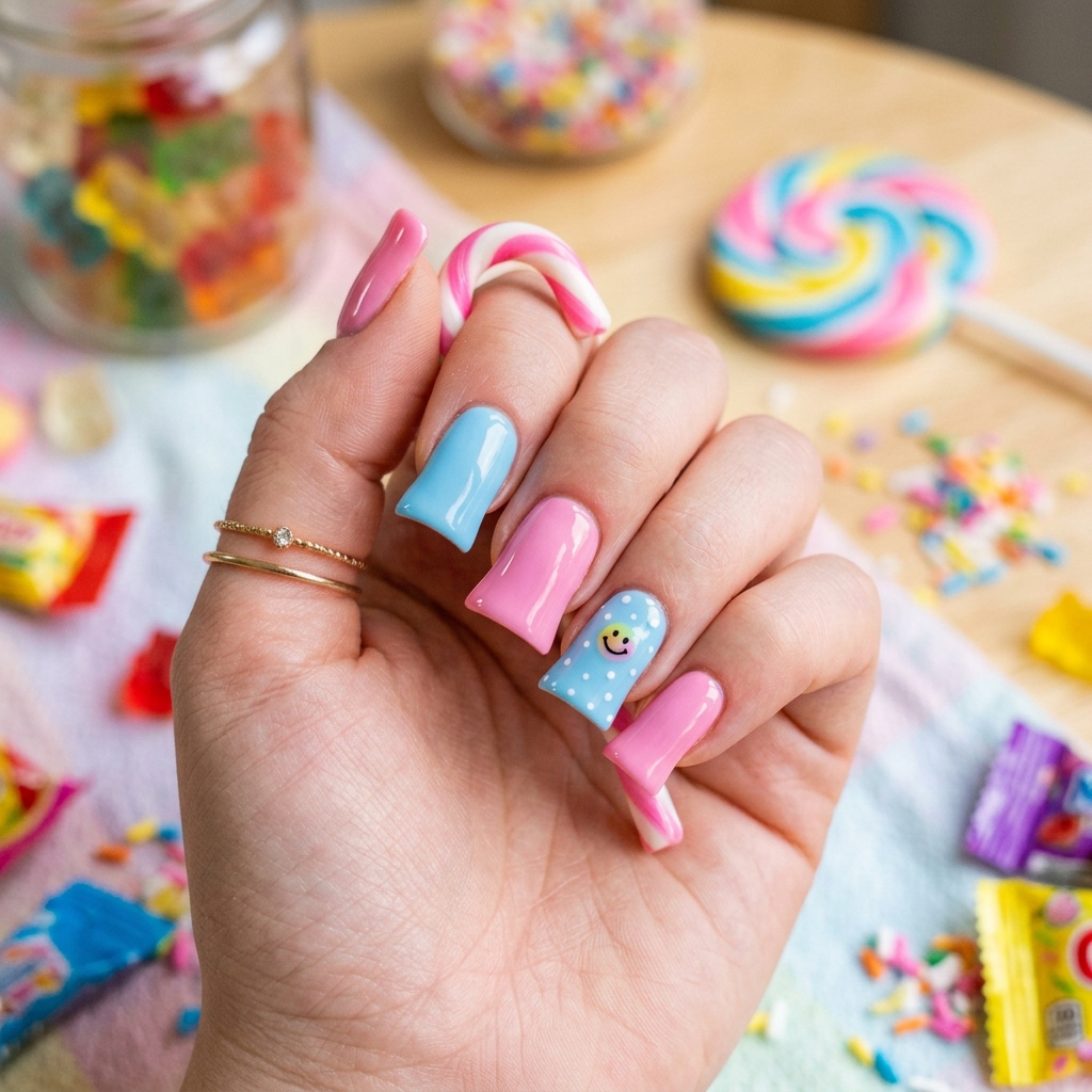 Candy Color Short Duck Nails Idea
