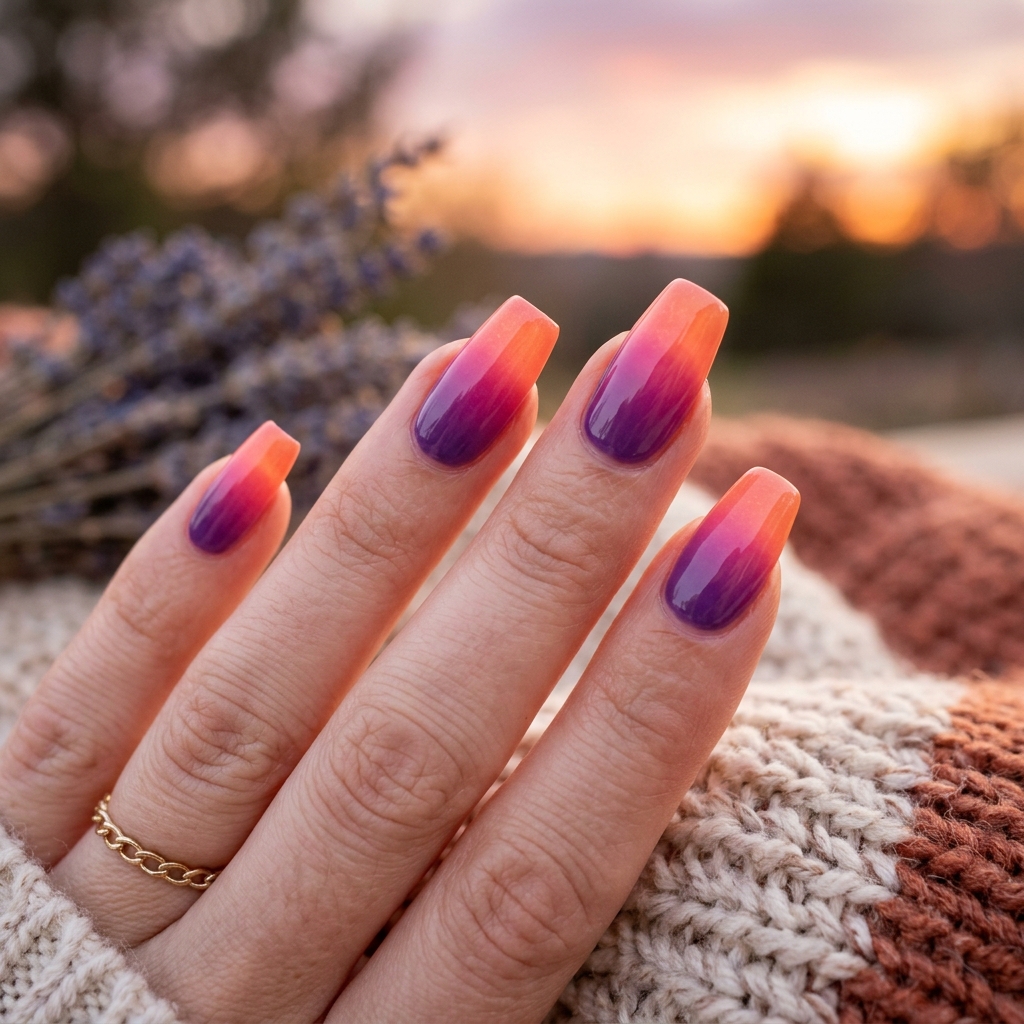 Tapered Square Nails Ideas: 30 Fresh Looks to Try Next 19 Sunset Tapered Square Nails Ideas