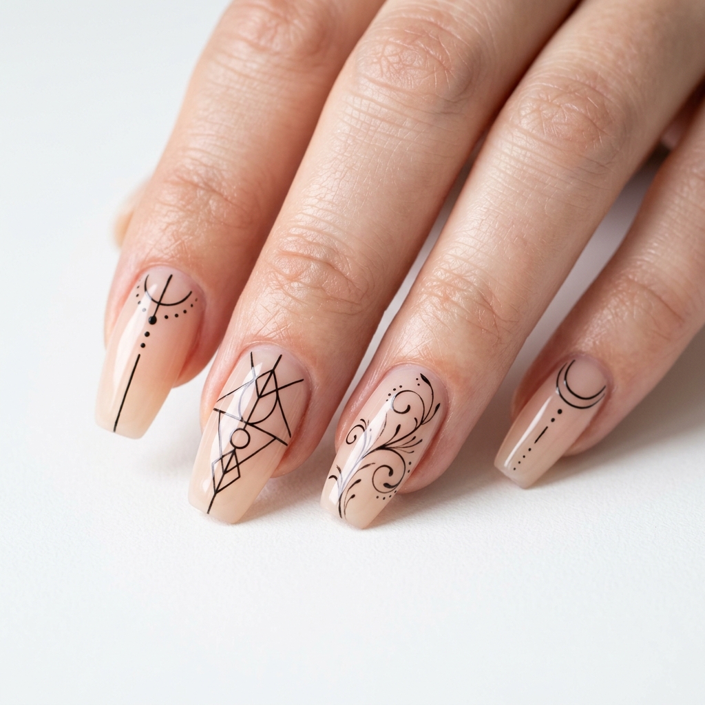 Tapered Square Nails Ideas: 30 Fresh Looks to Try Next 23 Line Art Tapered Square Nails Ideas