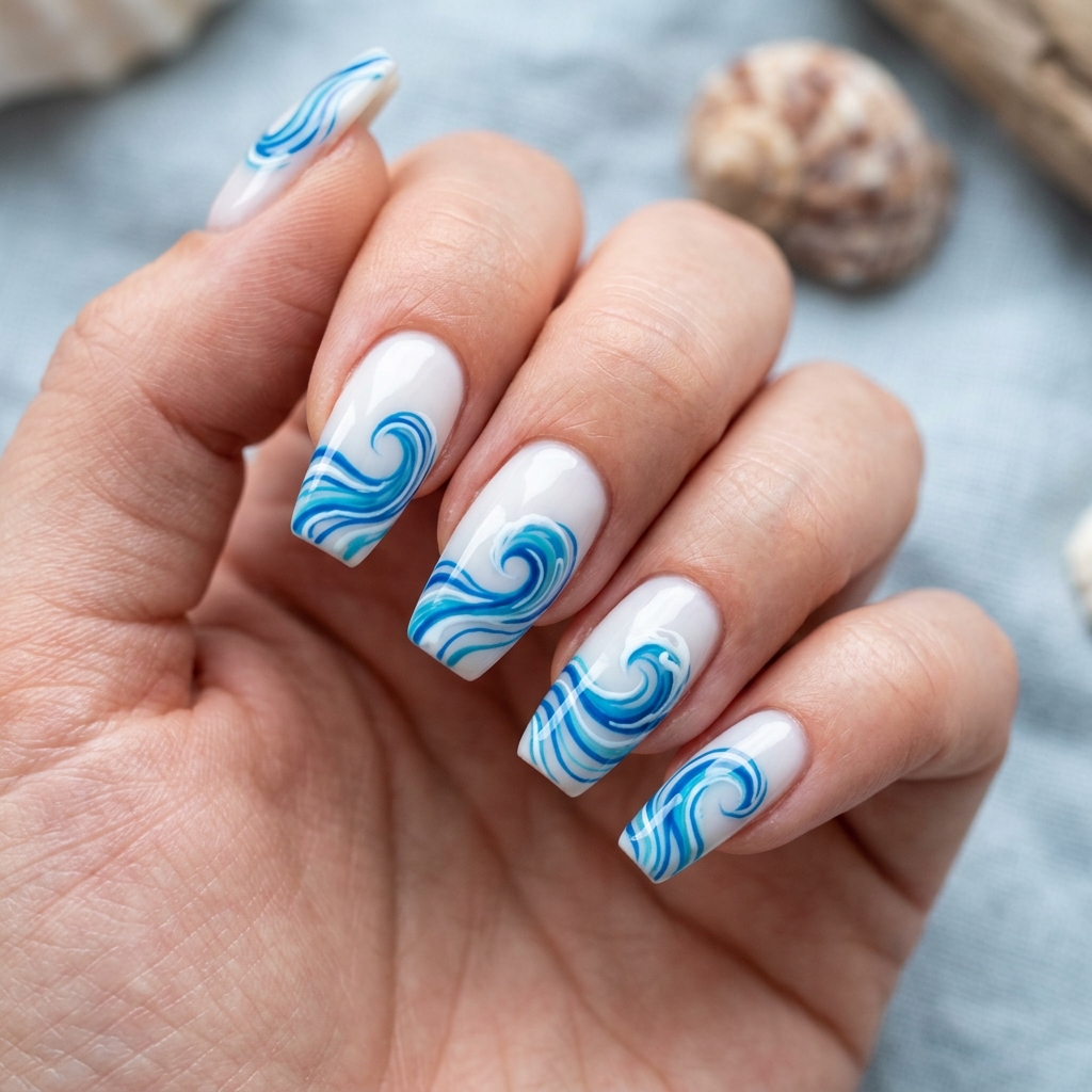 Tapered Square Nails Ideas: 30 Fresh Looks to Try Next 25 Wave Tapered Square Nails Ideas
