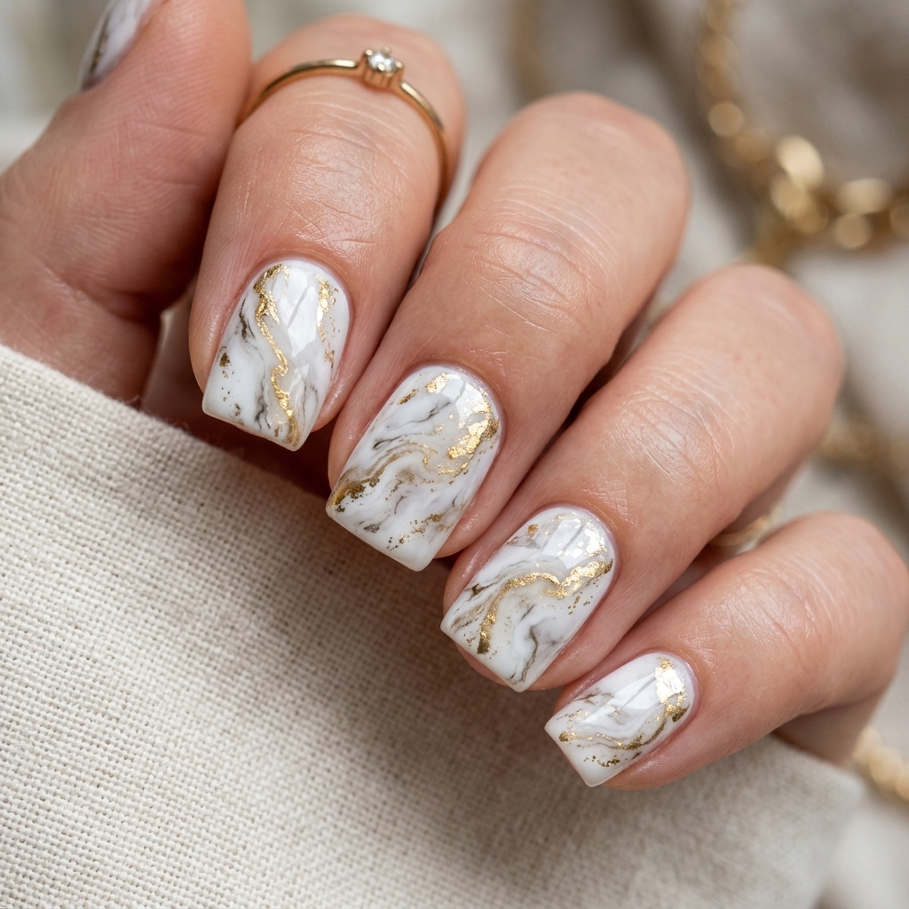 30 Short Natural Nails Ideas to Inspire Your Next Manicure 14 Marble Effect Nail Idea