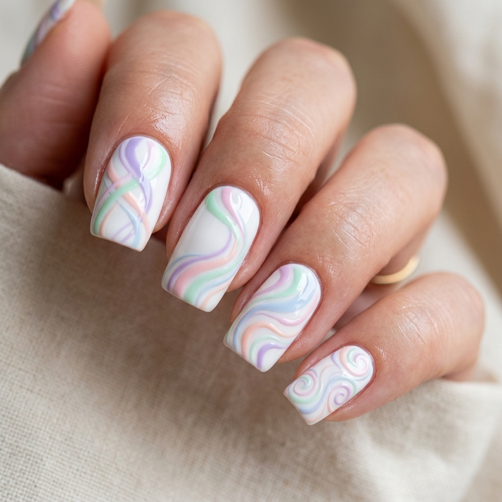 Swirl cool Nail Design Ideas