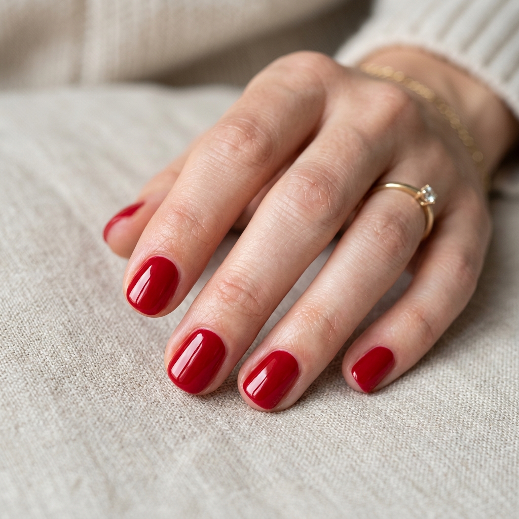 30 Short Natural Nails Ideas to Inspire Your Next Manicure 12 Classic Red Short Nail Idea