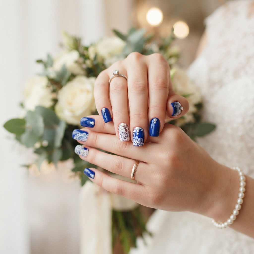 Royal Blue Wedding Nails Ideas